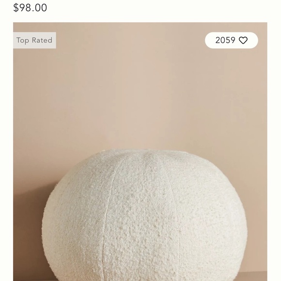 Anthropologie Cream Textured Boucle Pillow - Round - Picture 3 of 3